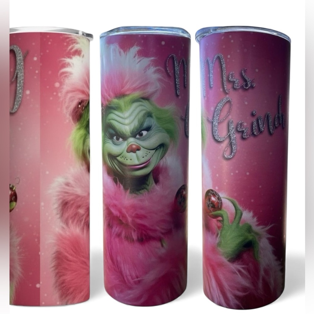 Mrs Grinch Pink Christmas 20oz Stainless Steel Tumbler Holiday Cup NEW